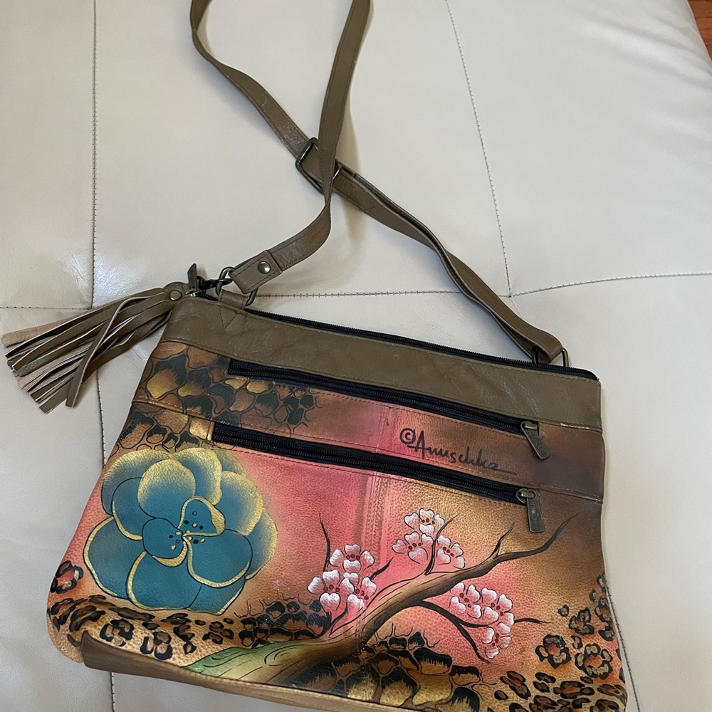 Anuschka Hand Painted Leather Bag With Coin Purse